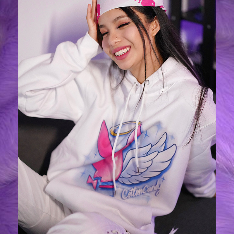 兔子喷绘涂鸦卫衣欧美辣妹y2k千禧复古连帽毛卫衣