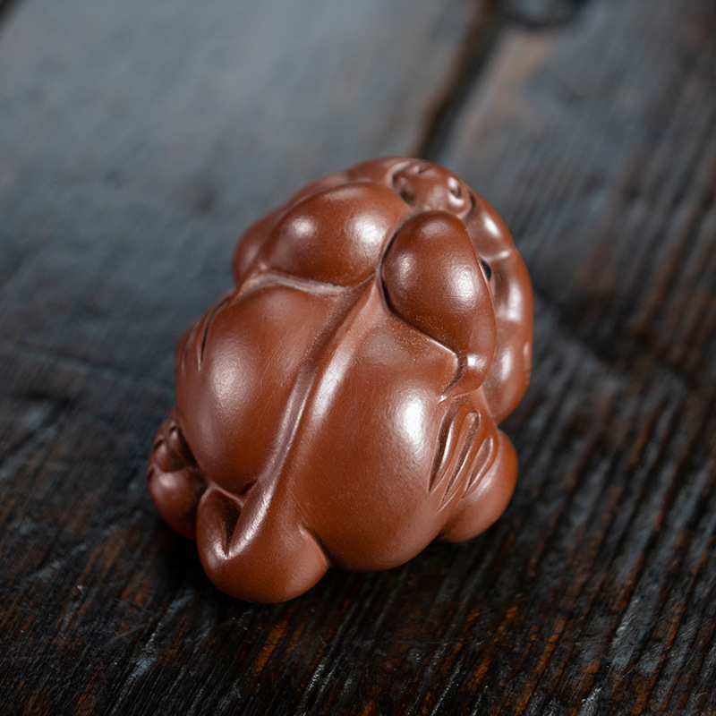 宜悦紫砂金蟾茶宠手把件可精品招财足金蟾蜍茶宠摆件