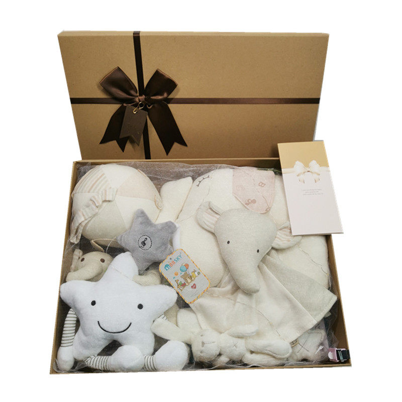儿刚出生宝宝毛绒玩具礼盒套装男女孩子满月送礼高档-兔儿乖乖婴儿礼