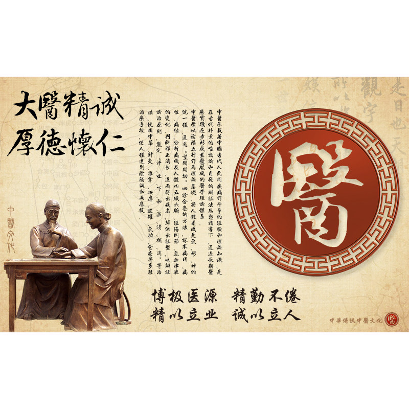中医养生文化壁纸背景背景墙墙纸诊所药房大医精诚定制壁画