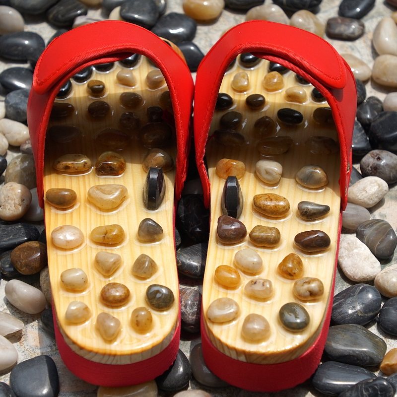 拖鞋按摩鹅卵石玉石浴室穴位足疗鞋女夏凉脚底居家凉拖
