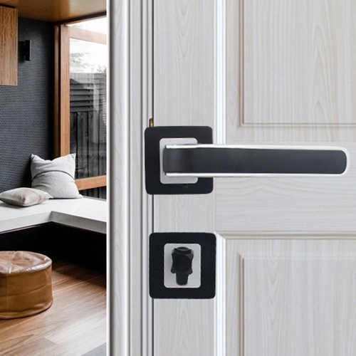 黑色分体锁家用通用型木门锁房间门锁卧室磁吸静音分体锁室内锁具