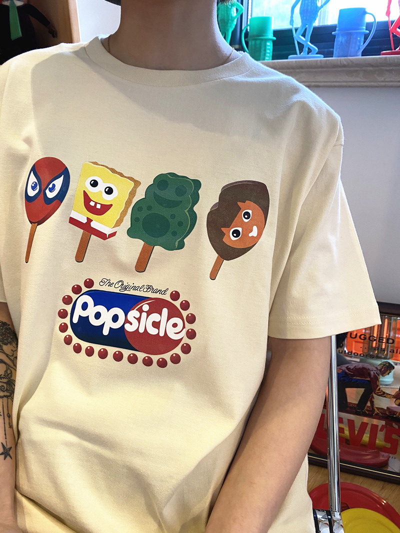 买梦想的奶奶popsicle humor杏色冰棒青春圆领日常短袖tee情侣装