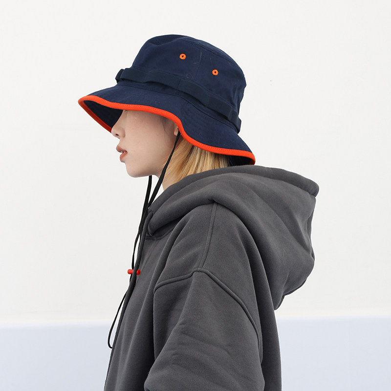 beamlife20a吊绳渔夫男女夏季户外防风帽子橘色包边盆帽子