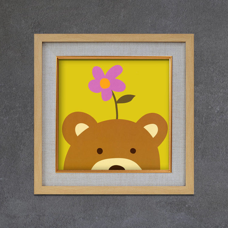 可爱动物头像挂画儿童卫生间装饰画小男孩卧室幼儿园现代装饰画