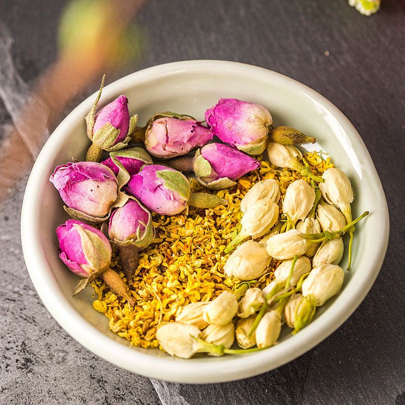 燕南妃重瓣玫瑰花蕾茉莉花桂花组合茶3罐装安神助眠静心好气色