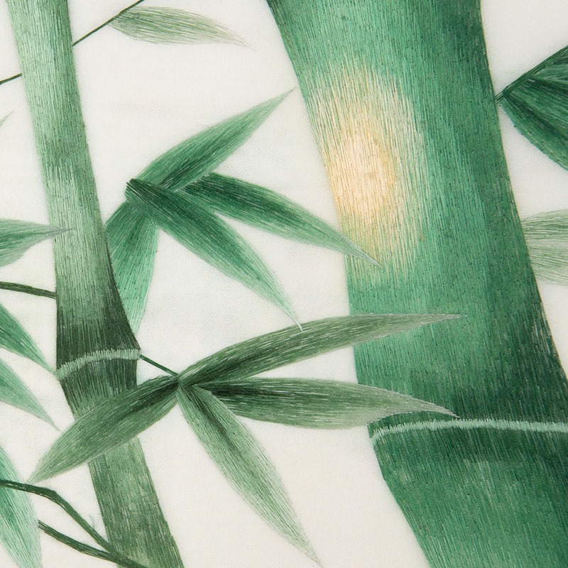 苏绣小鸟装饰玄关客厅高档竹子成品精品丝精苏绣