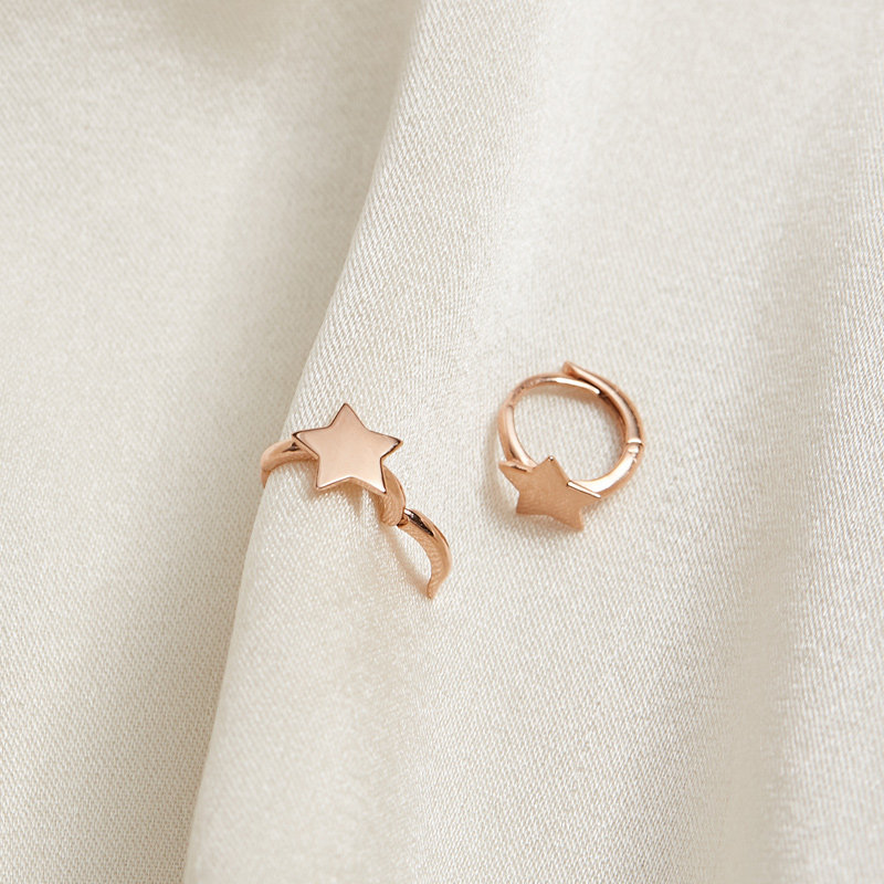 金耳钉耳圈耳环彩金耳钉venti玫瑰耳饰金耳饰18k耳饰