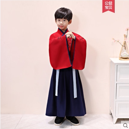 古装儿童汉服古代幼儿书童男童国学三字经弟子儿童演出服
