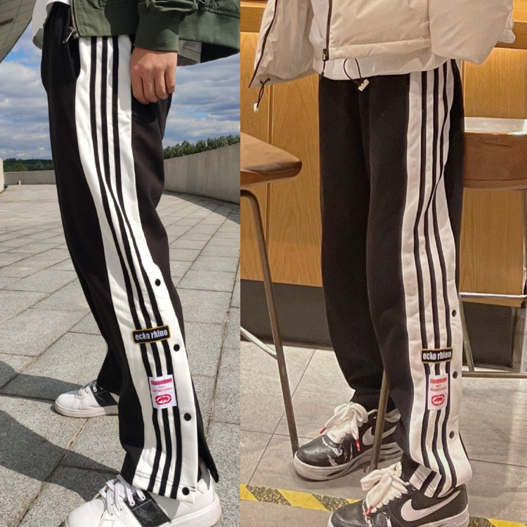 ecko经典犀牛logo排扣运动休闲长裤男女女同情侣潮牌休闲裤