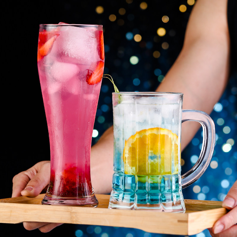 大号700ml加厚网红玻璃水果茶杯果汁杯大容量杯子饮料扎壶冷饮杯