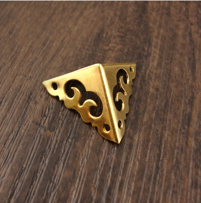 迷你铜包角中式仿古黄铜五金配件纯铜金属护角包三面角码