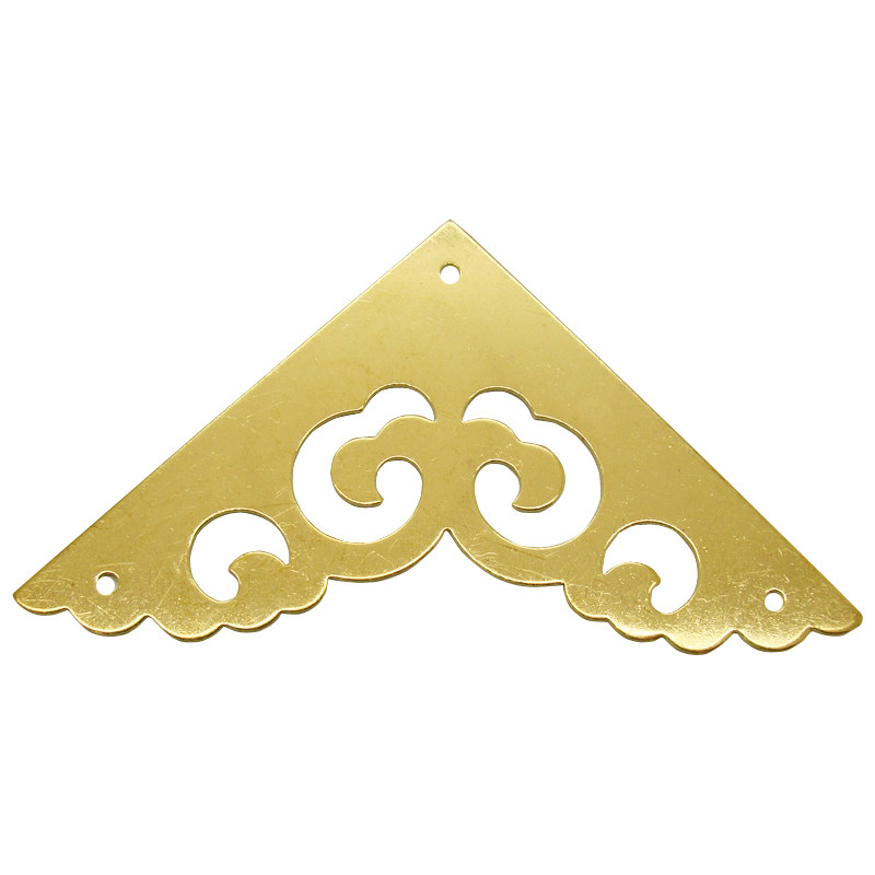 纯铜黄铜包角贴边 仿古五金配件箱子包角片樟木箱角码单花护角8cm