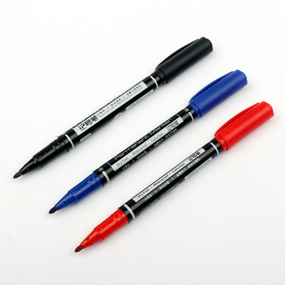 记号得力双头油性儿童绘画笔勾线笔描边速干记号笔