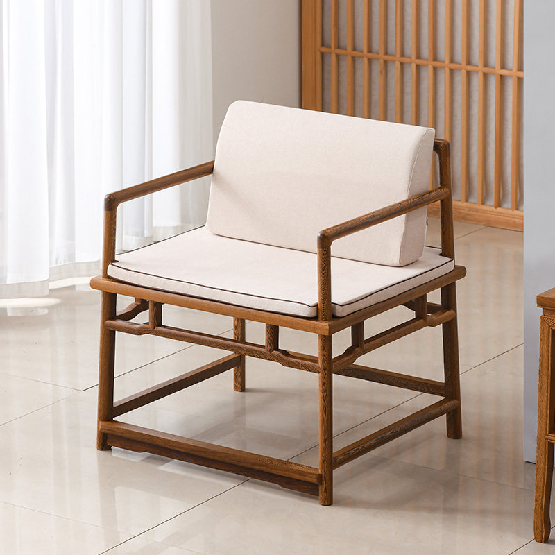 鸡翅木实木背椅简约茶椅红木主人禅椅休闲椅中式红木椅凳