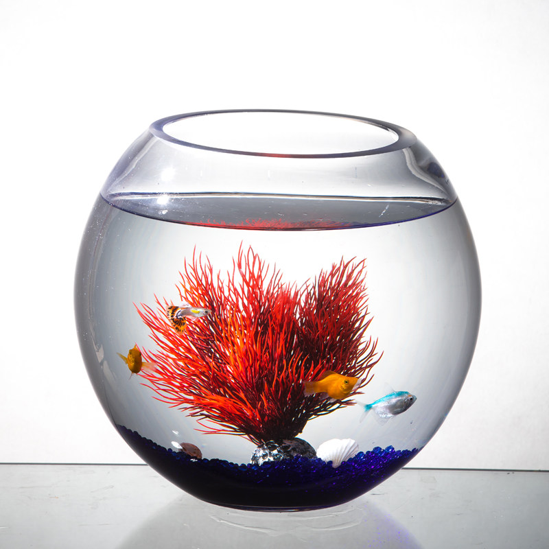 玻璃鱼缸加厚客厅小型精致造景圆球形家用金鱼缸桌面迷你乌龟缸