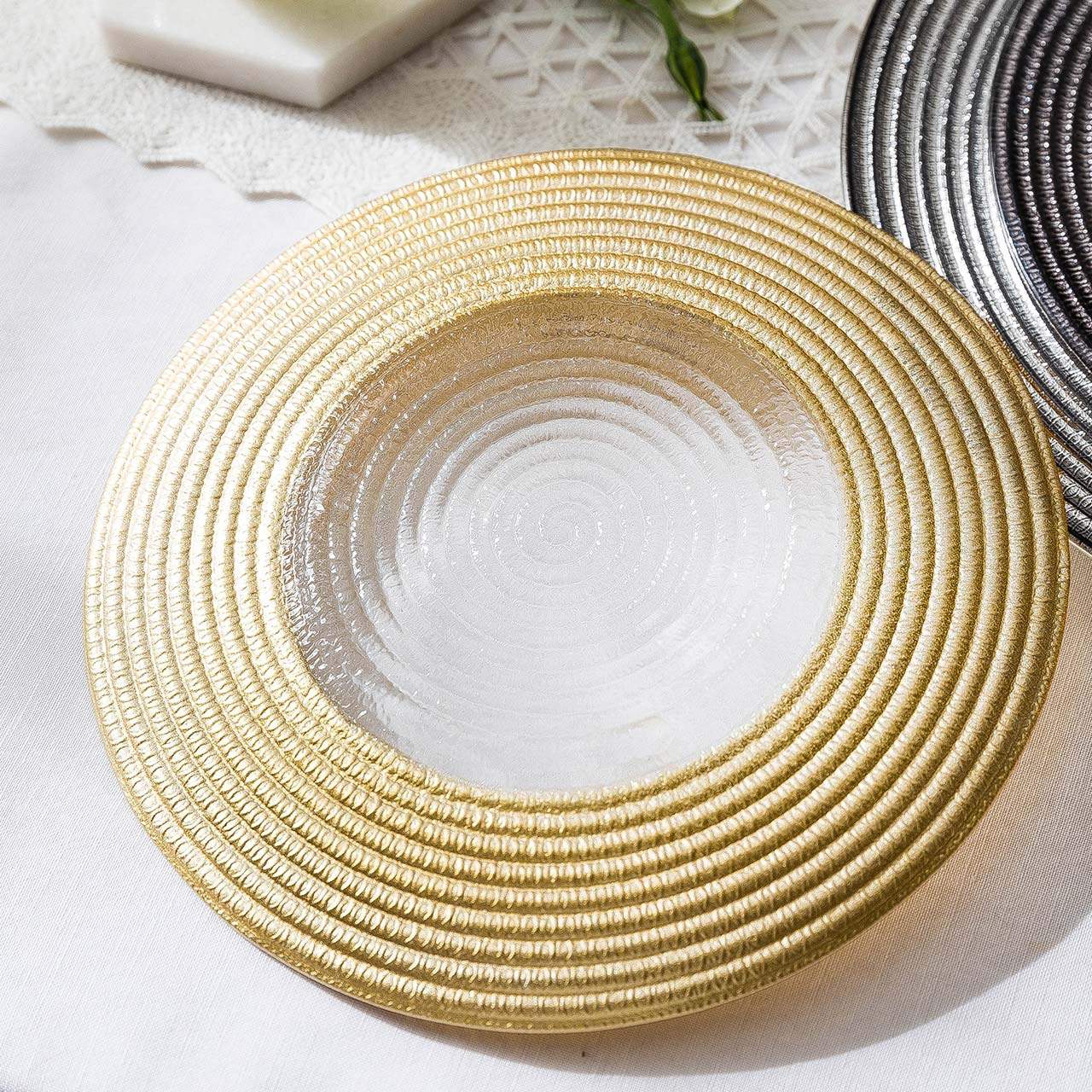 限时摩登主妇欧式创意复古轻奢玻璃西餐餐盘家用盘