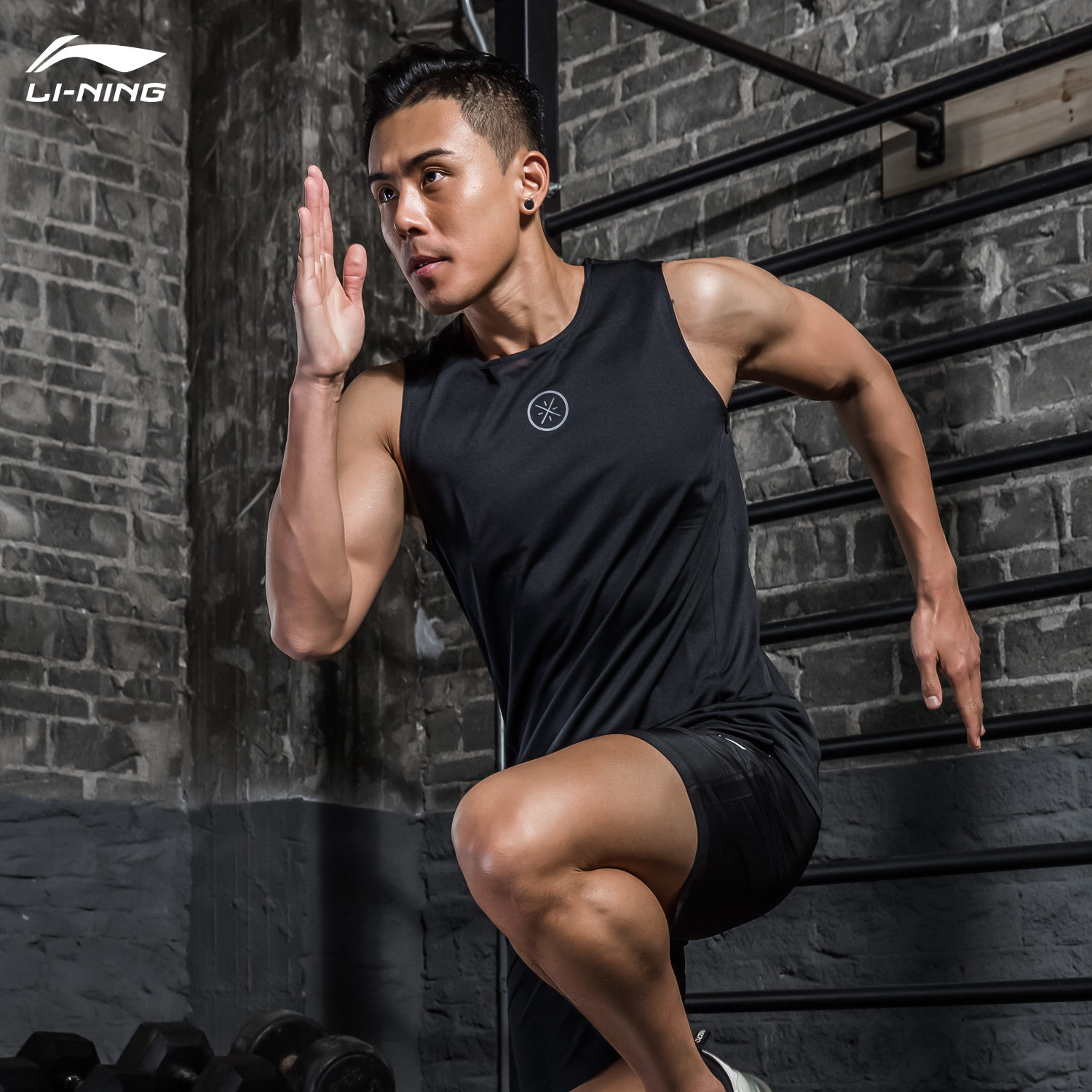 李宁背心无袖连帽短袖2021夏季新款速干透气单马甲