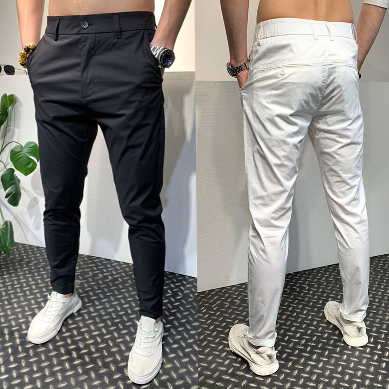 春夏季薄款休闲九分裤男修身韩版小脚百搭弹力9分裤子男潮长裤子