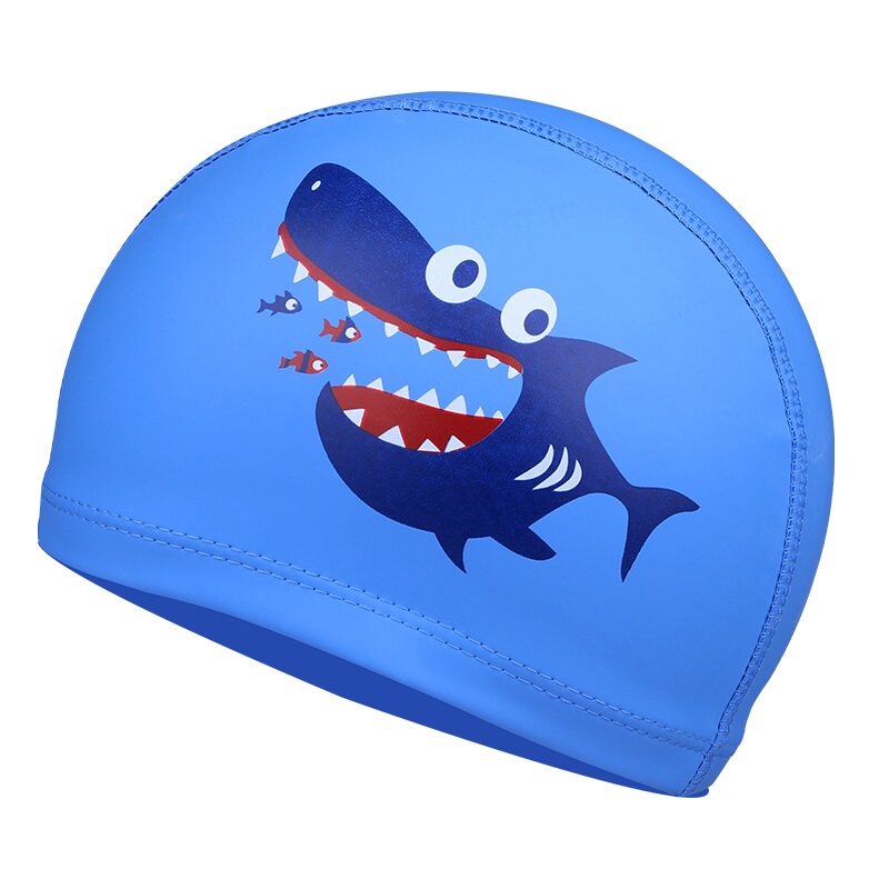 泳帽儿童卡通pu不勒头女童男孩女孩少年少年游游泳帽泳帽