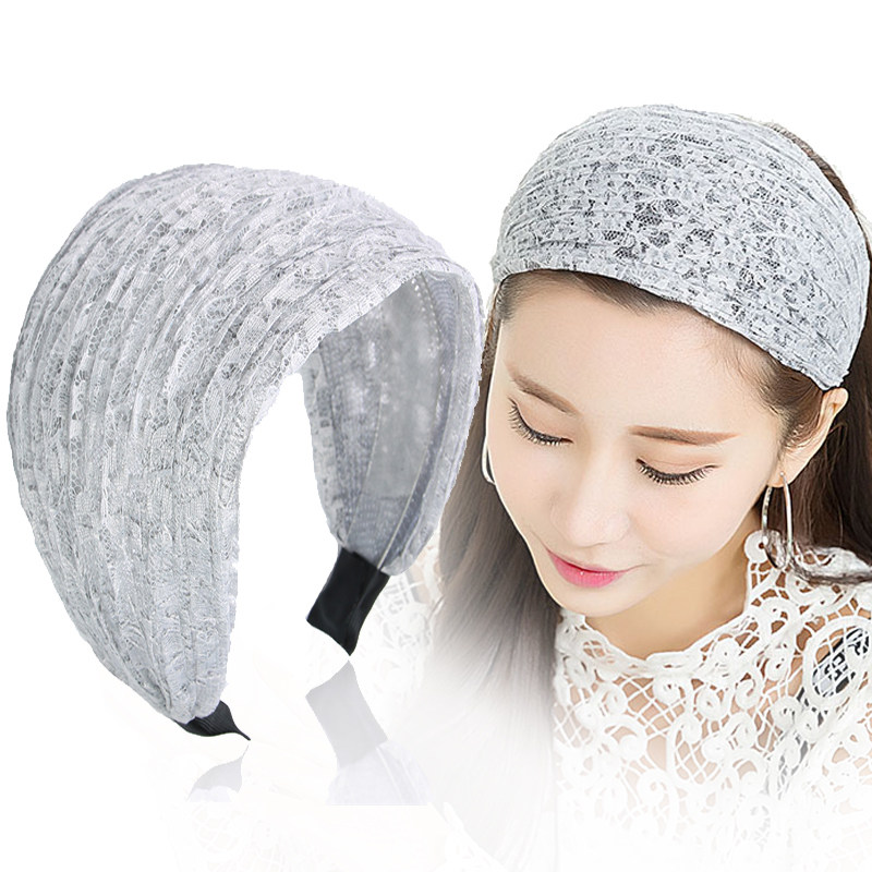 10cm宽边遮白发发卡碎发压发宽边发箍发卡带齿防滑头箍布艺蕾丝