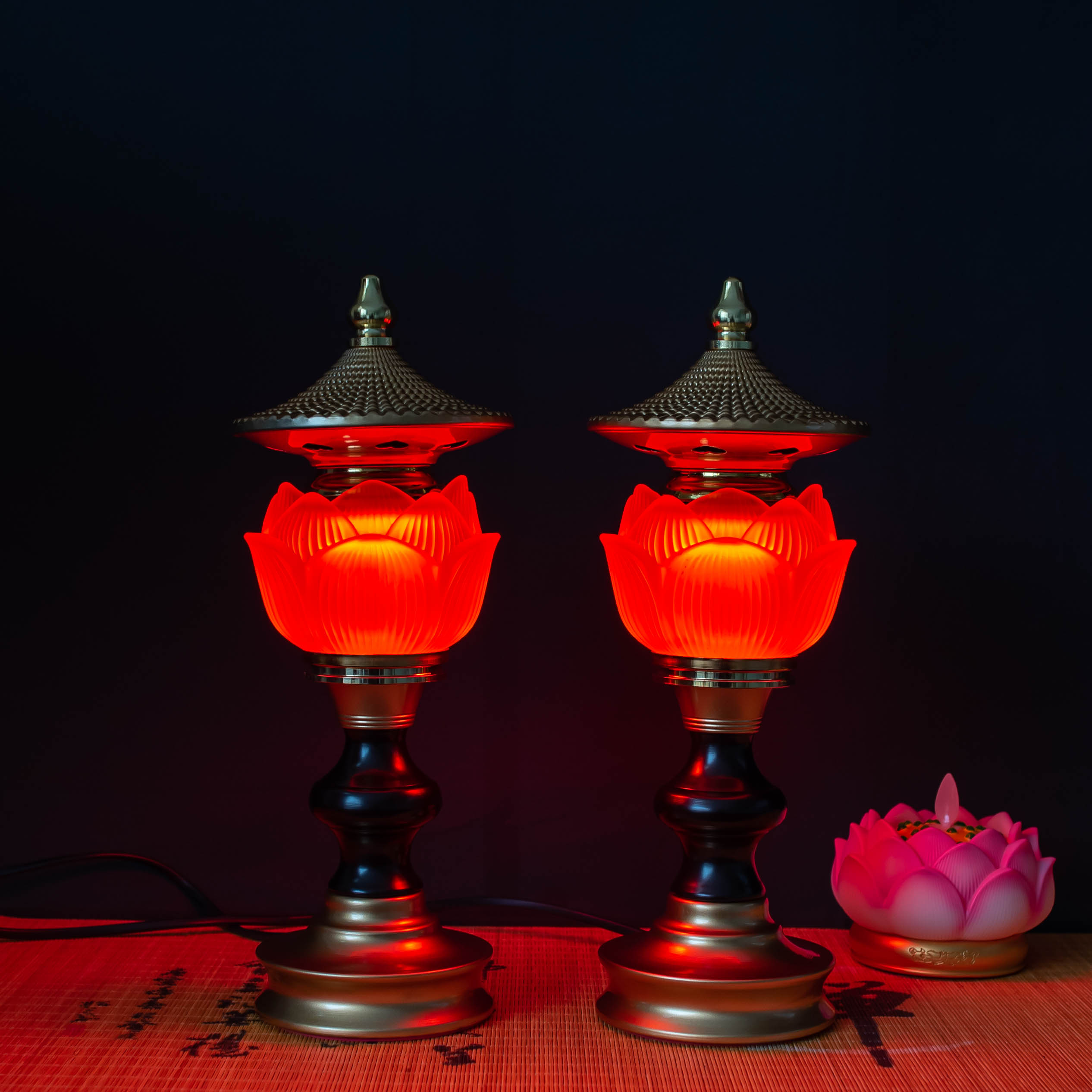 家用供灯led莲花花灯佛前琉璃长明灯神台供奉荷花灯