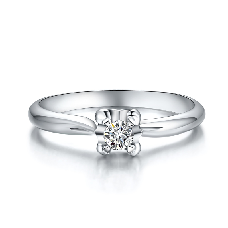 戒指18k金戒指白金钻石au750结婚求婚订婚爱心手饰