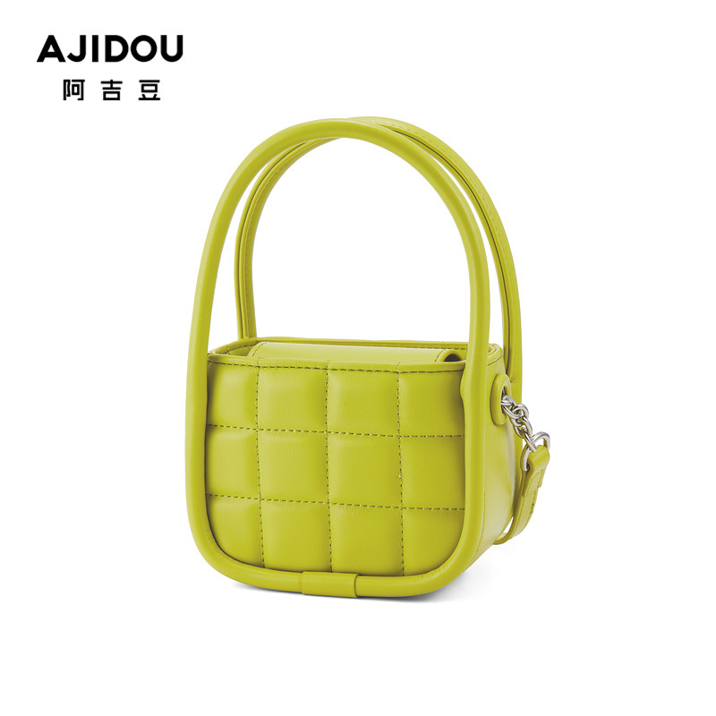 单肩阿吉豆时髦格子纯色迷你拎包商务休闲提包女士包袋