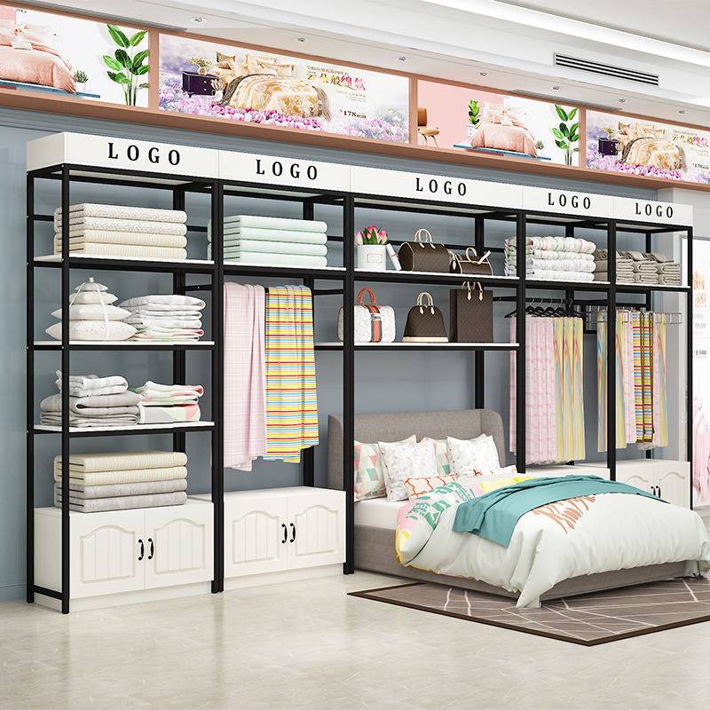 家纺货架展示架带柜四件件套陈列柜枕芯布料展柜商用展示柜