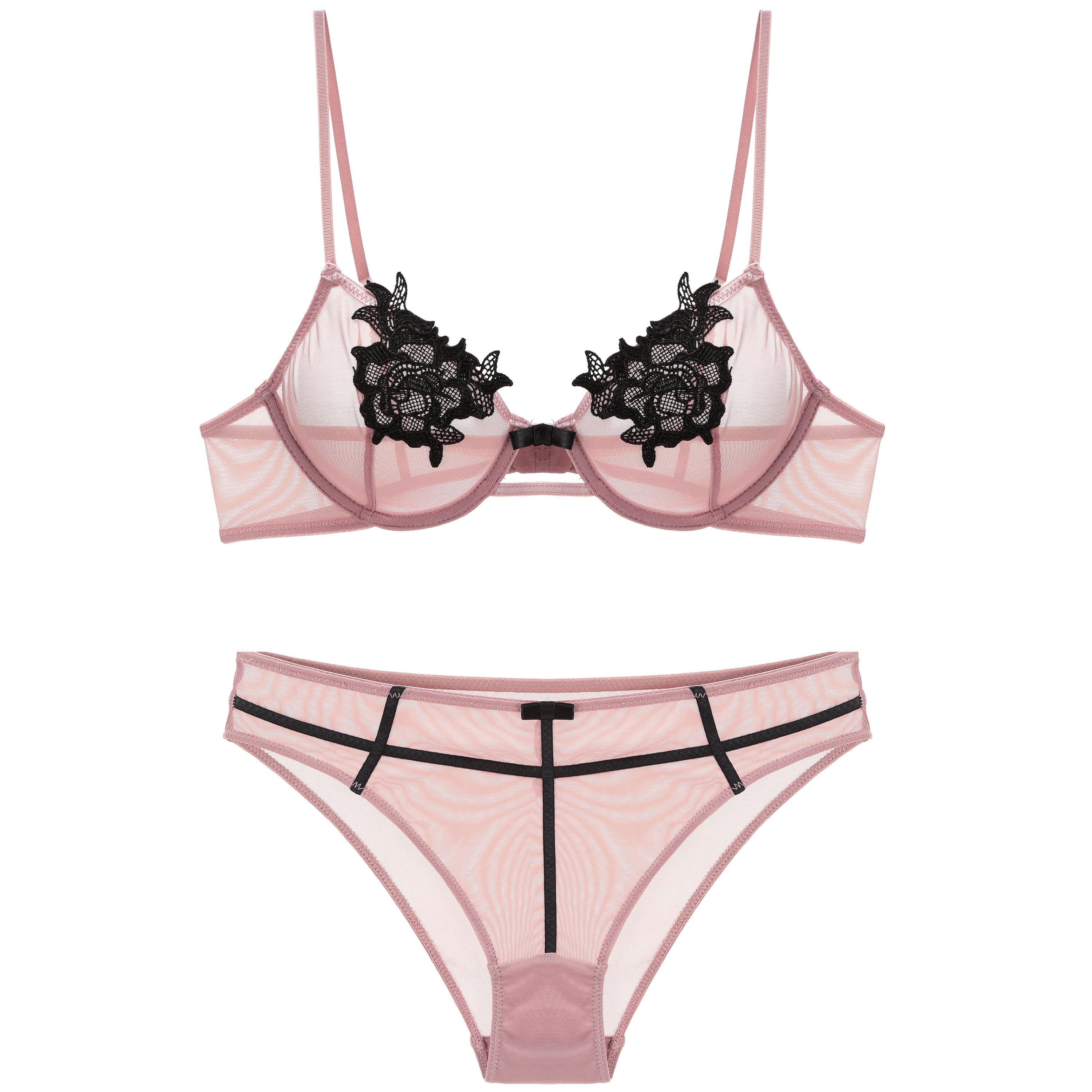 透明人的秘密绣花文胸性感刺绣超薄文胸套装