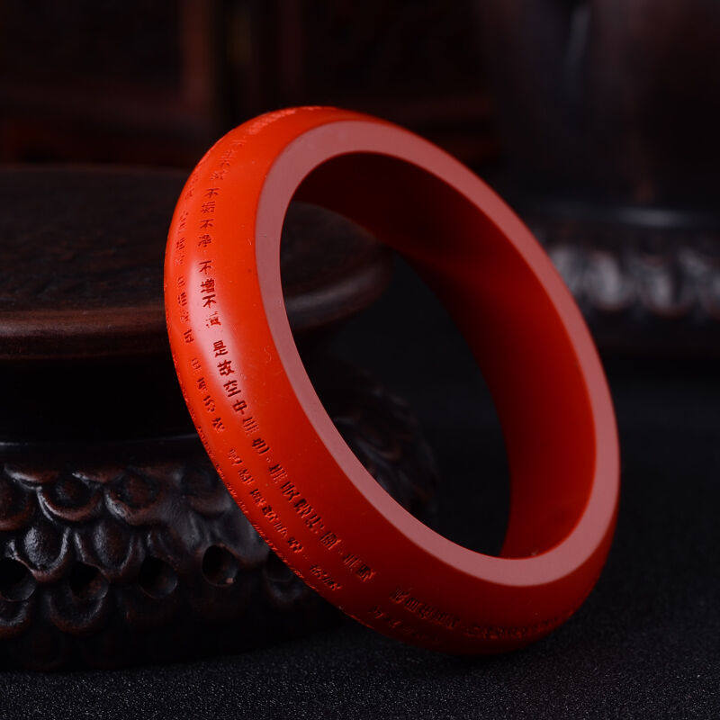 台湾原色朱砂帝王红玉玉女玉女心心经手镯转运手镯