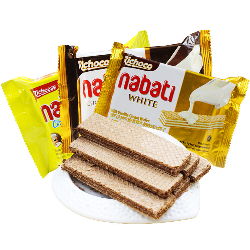 印尼进口richeese丽芝士nabati巧克力香草味奶酪威化饼干58g零食