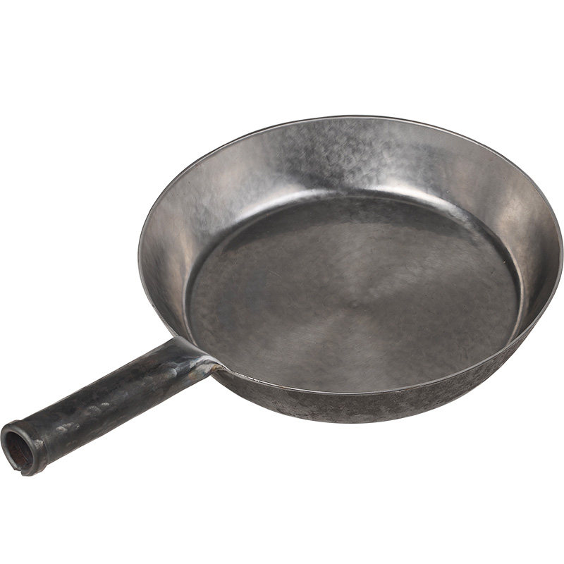 > 臻三环章丘手工铁锅牛排煎锅平安白28cm不易粘锅无涂层燃气灶适用