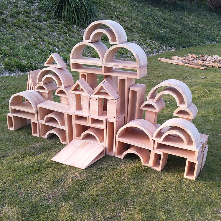 积木儿童特大中空碳化搭建建构区原木大块幼儿园塑料积木