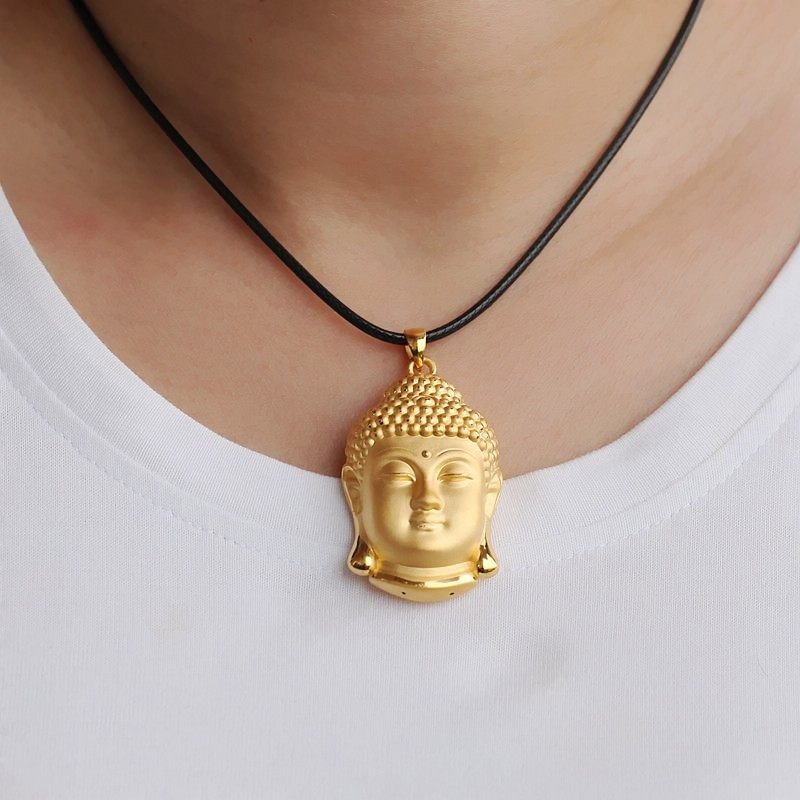 吊坠黄金佛头足金项链女单可穿绳子喜伴珠宝颈饰