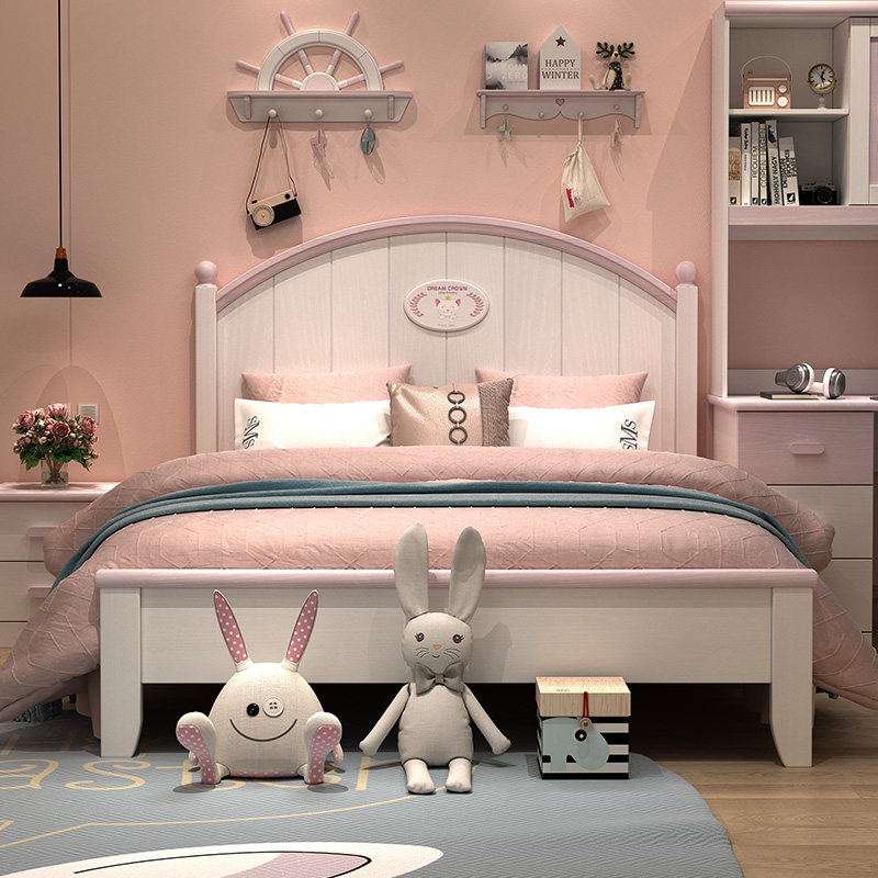 童床儿童女孩公主床单单人床卧室实木木床女生儿童床