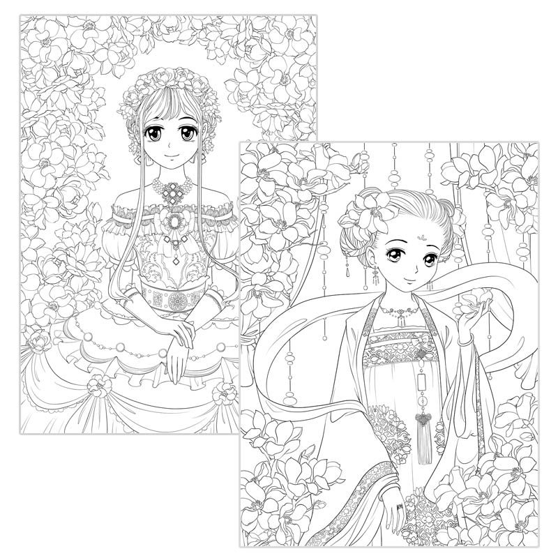 涂色女孩动漫卡通幼儿园画画填色化妆人物梦幻芭比少儿艺术