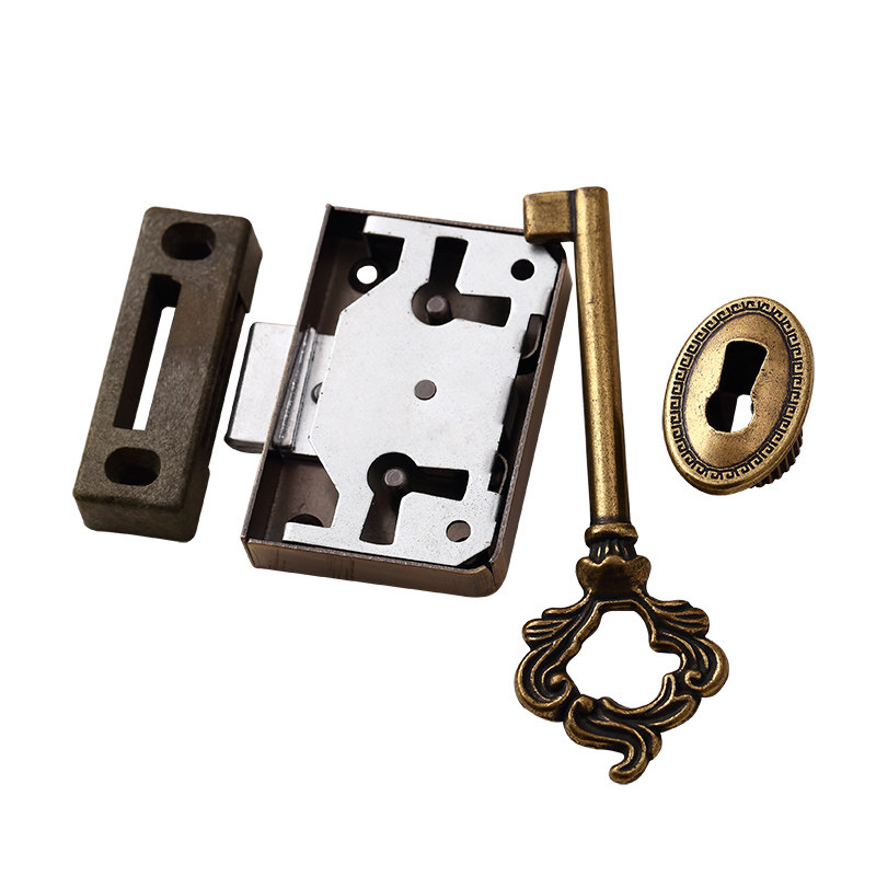 中式仿古抽屉锁古典柜门家具配件复古钥匙老式锁片五金套装抽屉锁