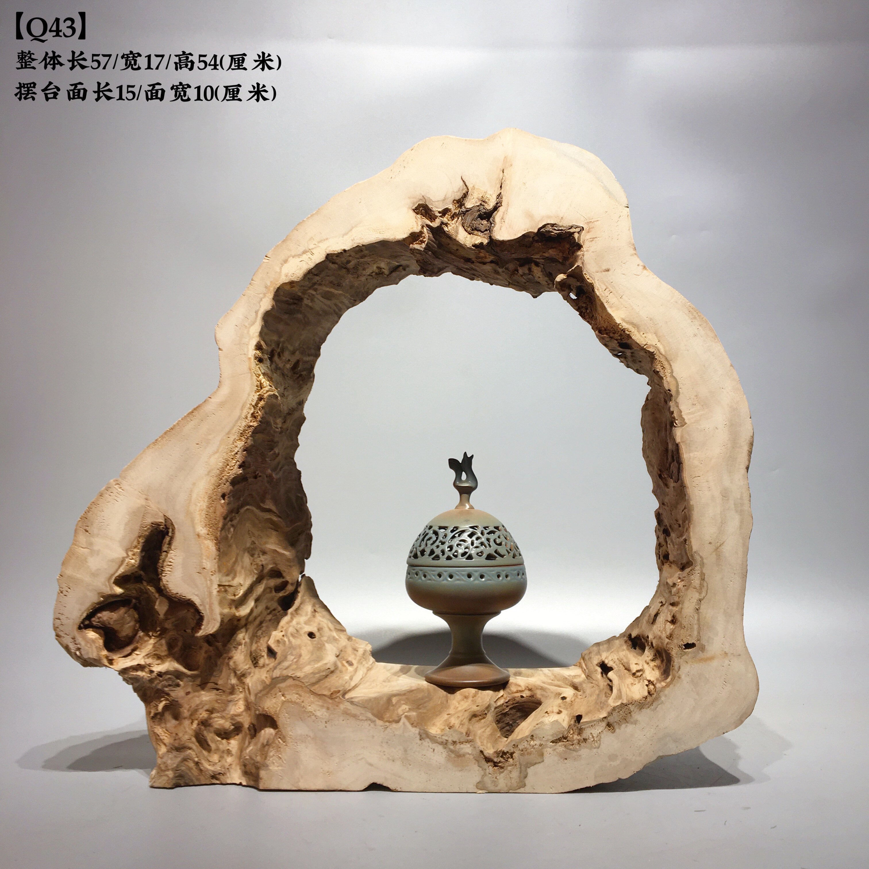 天然风化枯木树根根雕空心木头圆圈底座原木根雕