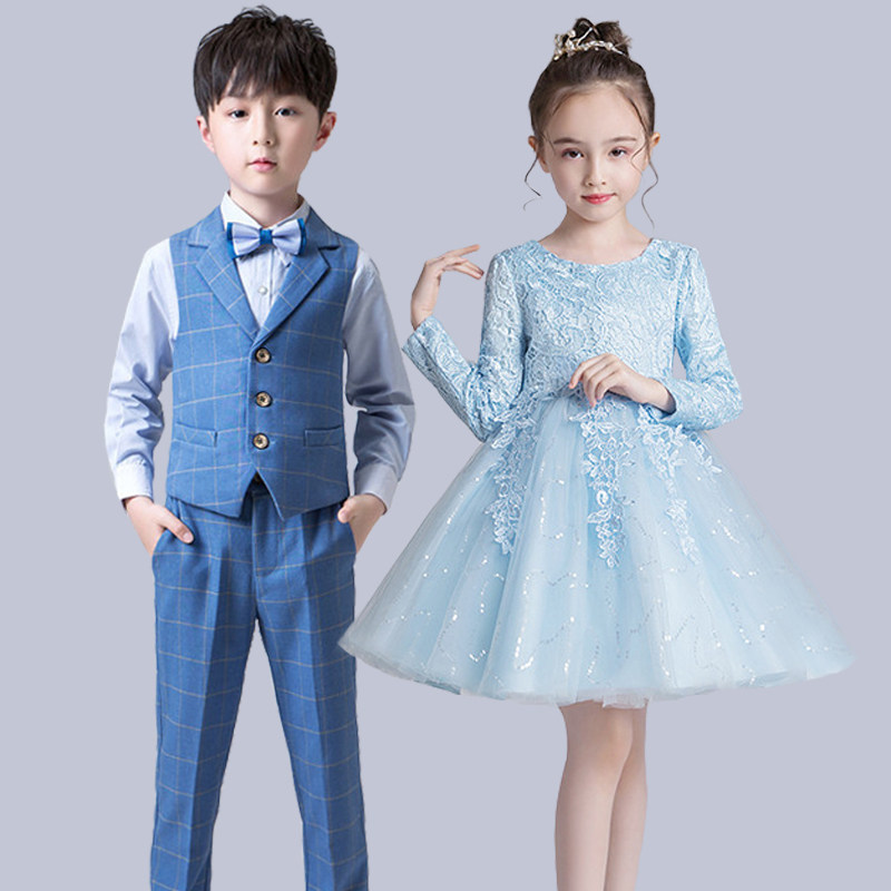 儿童合唱演出服男女女童礼服大合唱合唱团中小学生诗歌儿童演出服