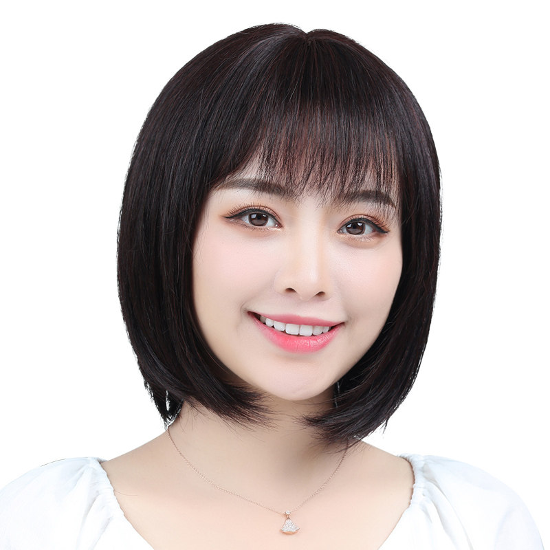 短发假发内扣修脸圆脸真人发丝头套女士头发整顶假发