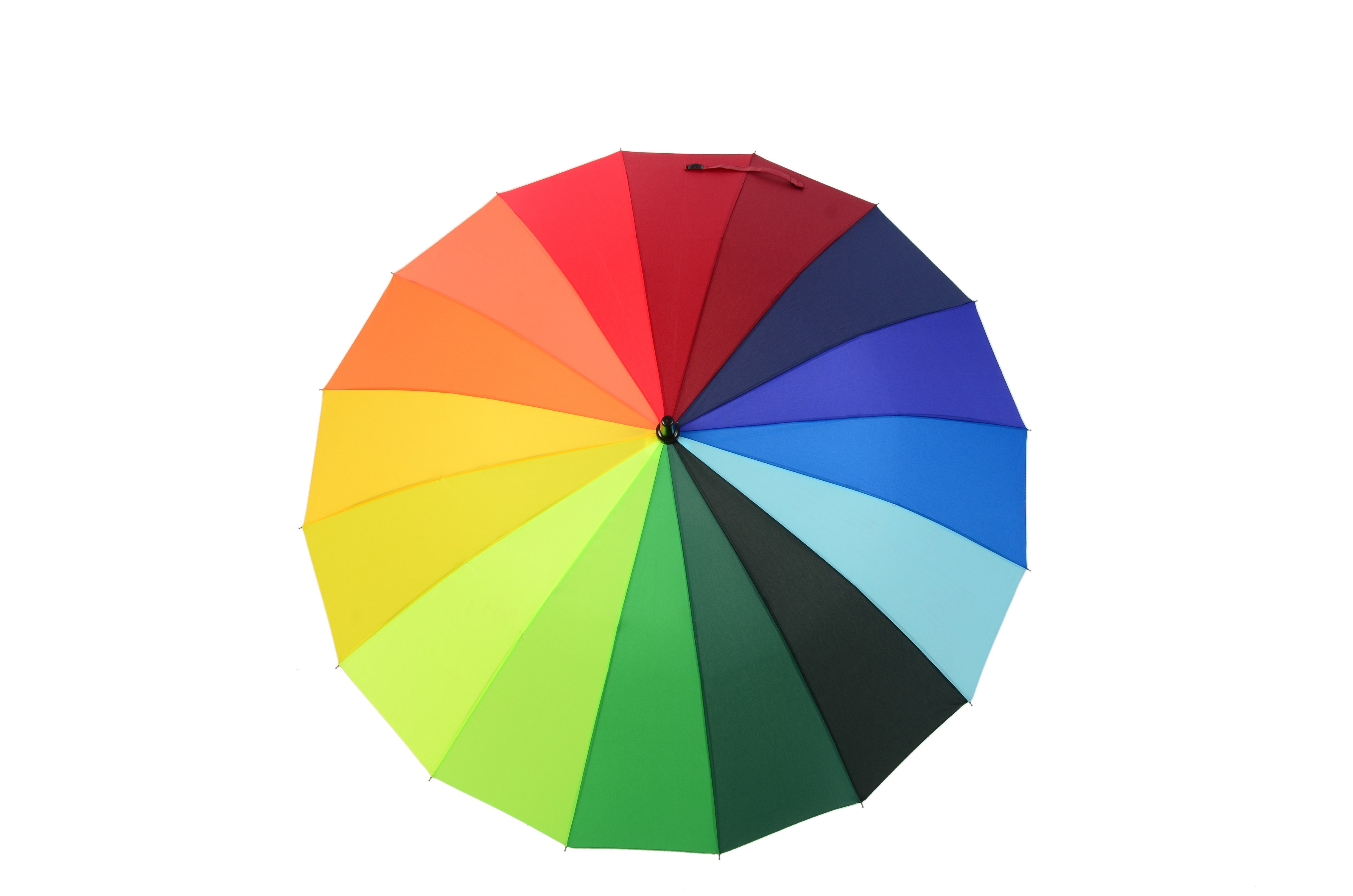 16骨素色彩虹伞长柄直杆伞防风伞