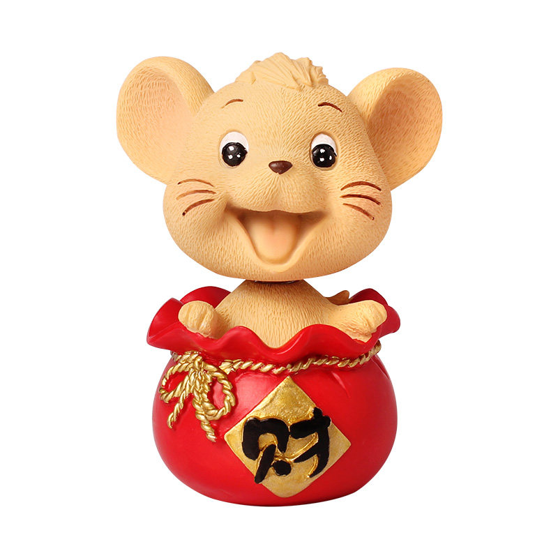 汽车车内饰品摆件摇头卡通小老鼠鼠年吉祥物装饰摆件
