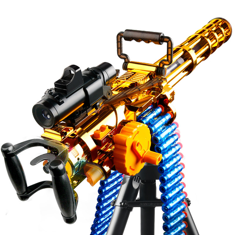 黄金加特林电动连发软弹玩具m2重机枪机关枪仿真电动玩具枪