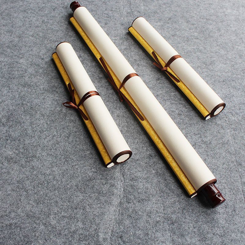 大红洒金空白卷轴对联中堂挂轴画轴精字画装裱宣纸