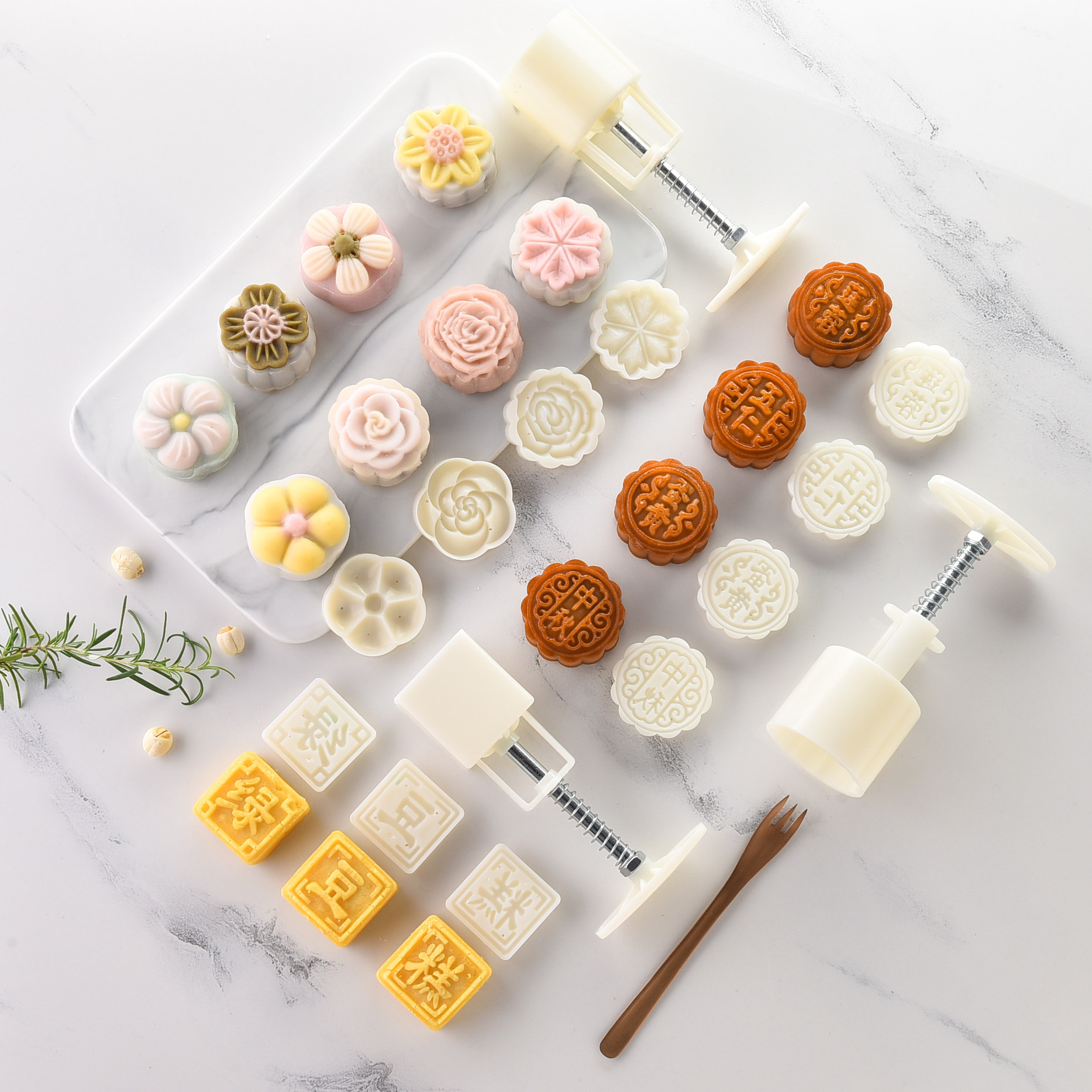 月饼模具绿豆糕模型印具手压式家用不粘卡通南瓜冰皮压花糕点磨具-巧