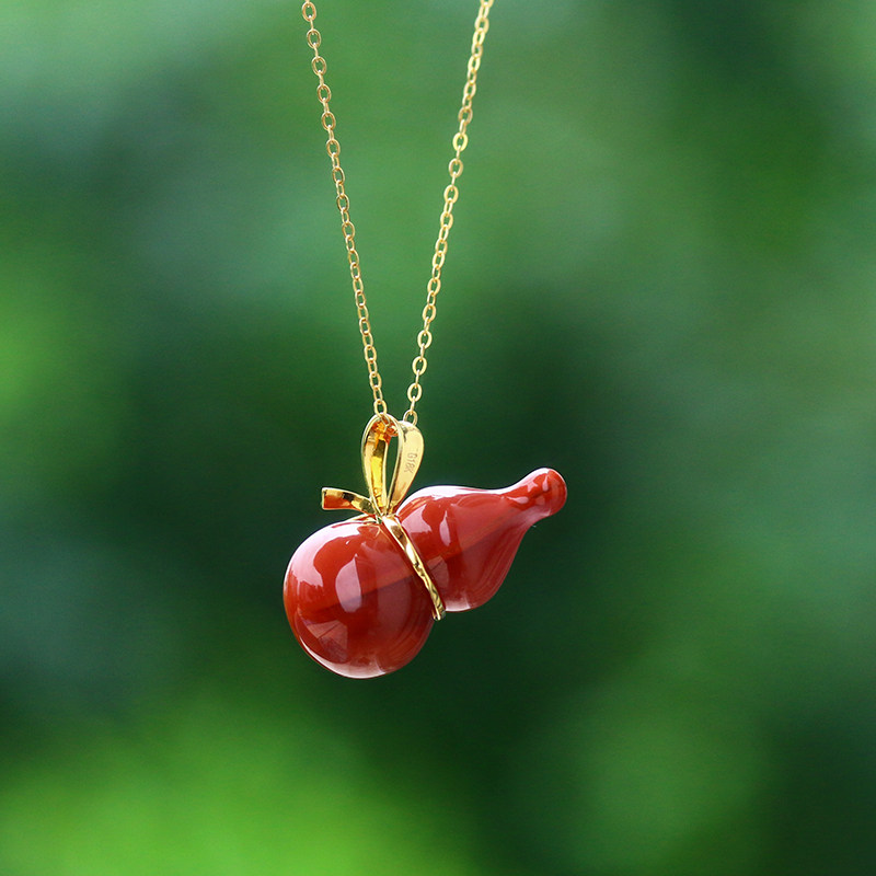 吊坠melinda梅林达南红玛瑙挂件福禄18k镶嵌葫芦项坠