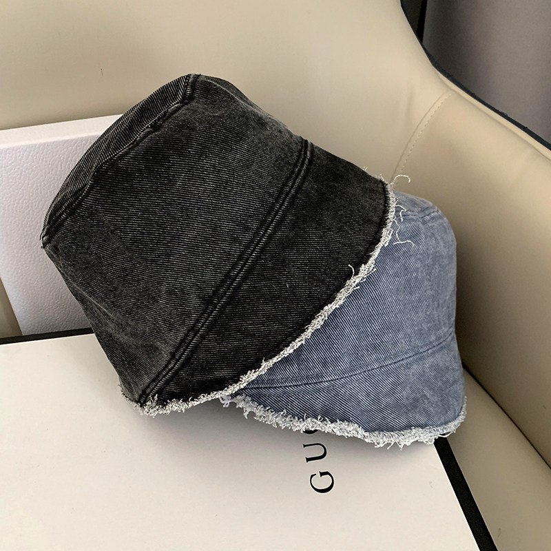 牛仔水桶帽女春夏薄款软帽复古毛边韩版休闲帽子