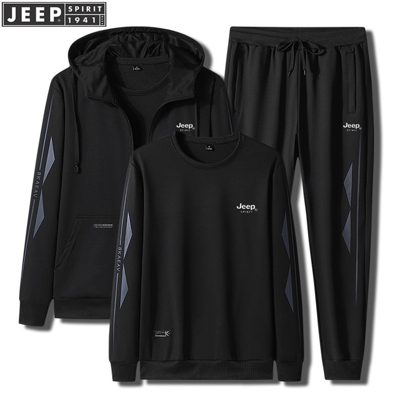 jeep吉普运动套装春季跑步休闲休闲运动运动服中年休闲运动套装