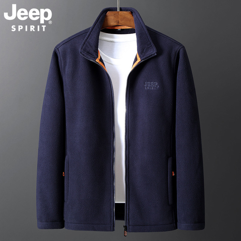 外套jeep吉普摇粒绒冬季户外老年人爸爸品牌绒衣夹克